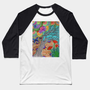 Abstract Marker Art with Tree, “The View Within” Baseball T-Shirt